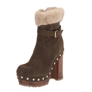 Guess Women's DAMINA Ankle Boot, Olive Green Suede 310, 10